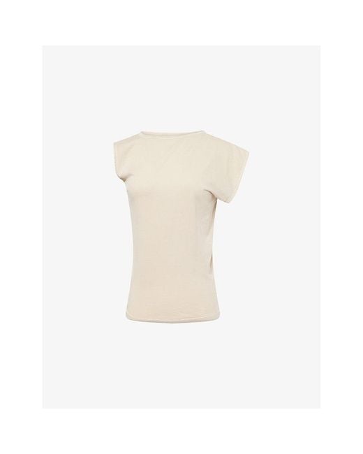 Agolde White Beth Asymmetric Cotton-Jersey T-Shirt
