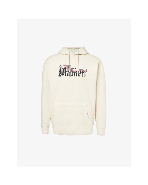 Market White X Pink Panther Graphic-print Cotton-jersey Hoody for men