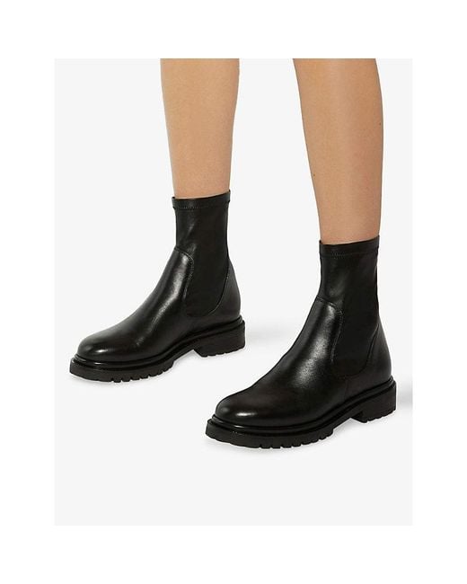 Dune Black Pelano Leather Ankle Boots