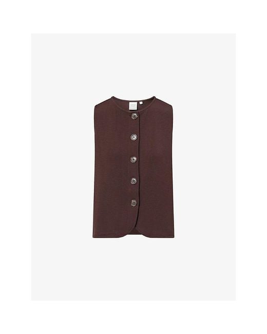 Varley Brown Josie Button-Through Stretch-Woven Top