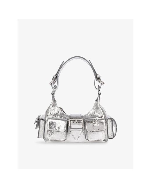 The Kooples White Amelia Metallic Small Leather Shoulder Bag