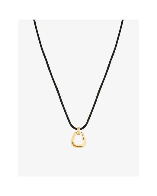 Astrid & Miyu Metallic Horseshoe Hardware Pendant 18Ct-Plated Brass Cord Necklace