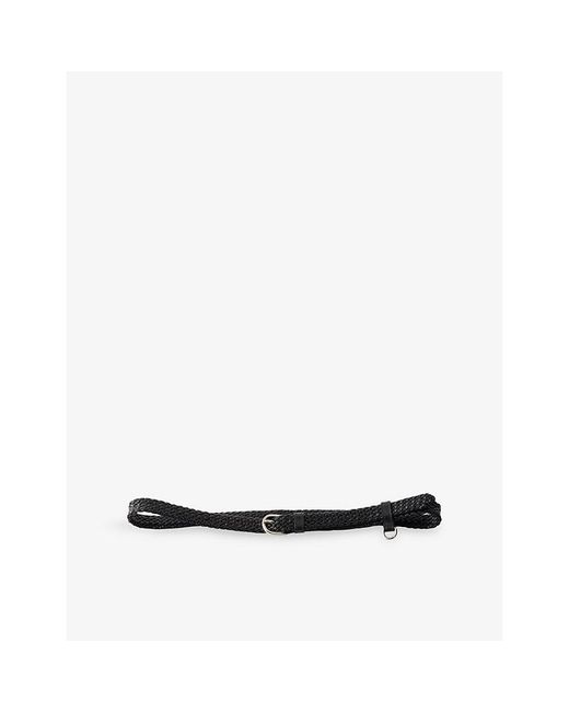 Prada White Narrow Braided Leather Belt for men