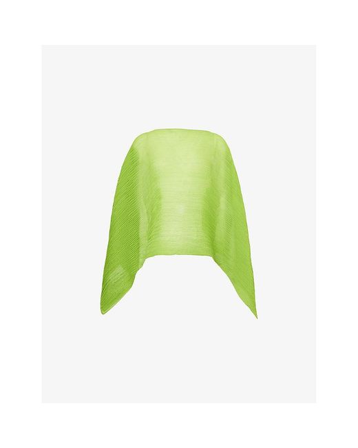 Pleats Please Issey Miyake Green Madame-T August V-Neck Knitted Top
