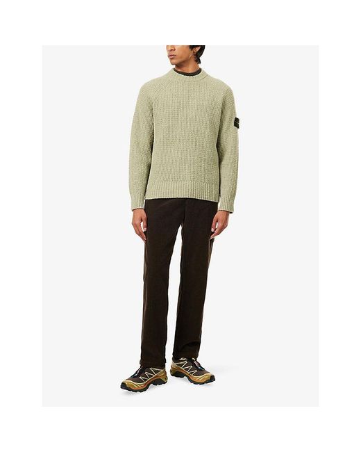 Stone Island Green Compass-Badge Full Rib Cotton Boucle Jumper for men