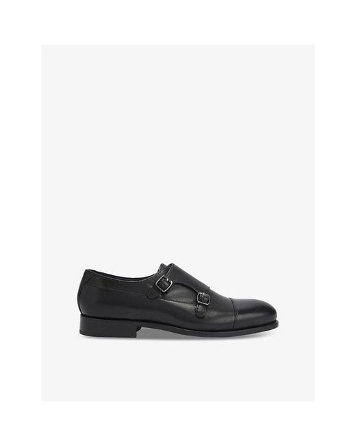 Kurt Geiger Black Sloane Leather Monk Shoes for men