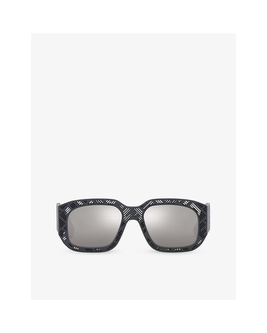 Fendi Gray Fe40113i Shadow Rectangle-frame Acetate Sunglasses for men