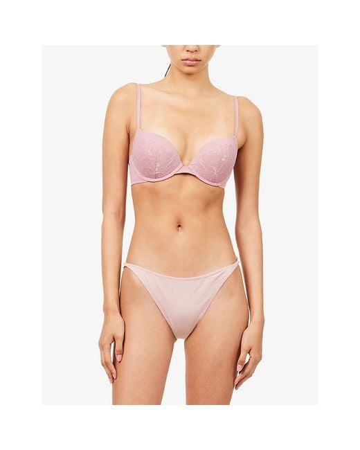 Calvin Klein Pink Perfectly Fit Lace Plunge Bra