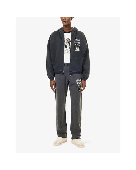 Duke & Dexter Black Mc Washed Printed Cotton Hoody for men