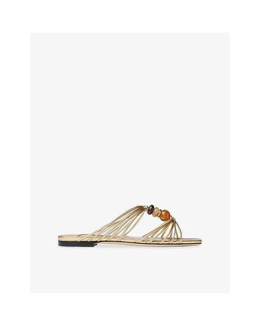 Jimmy Choo Natural Lova Mule Flat Leather Sandals