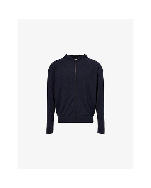 John Smedley Blue Carty Zip-Up Merino-Wool Hoody for men