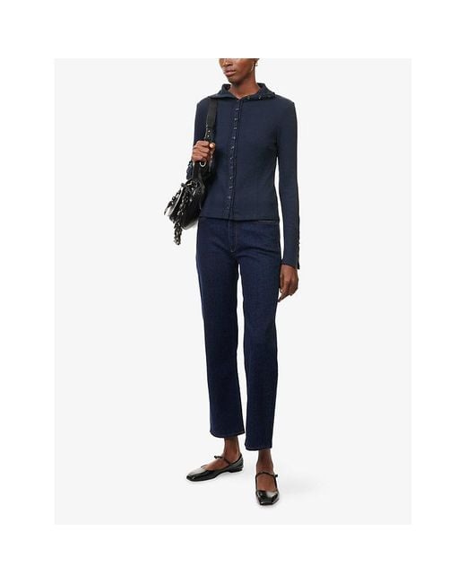 Rag & Bone Blue Harlow Straight-Leg Denim Jeans
