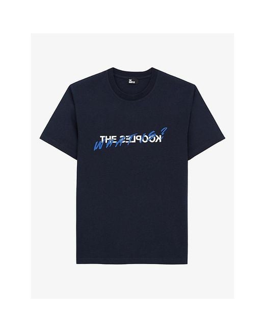 The Kooples Blue Logo-Print Crewneck Cotton-Jersey T-Shirt Xxl for men