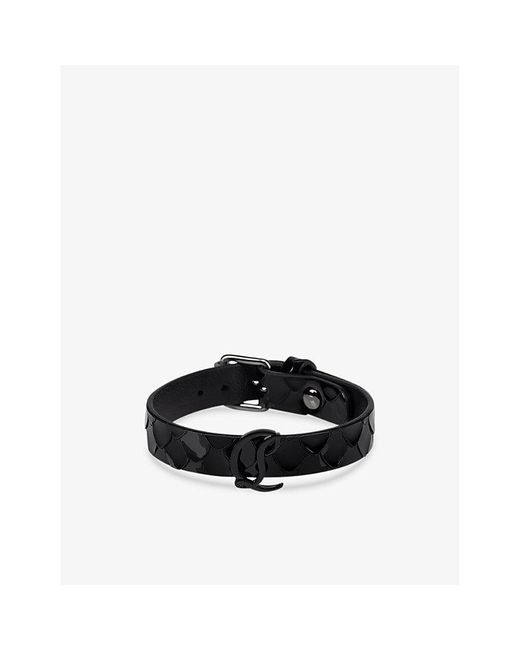 Christian Louboutin Black Logo-buckle Leather Bracelet for men