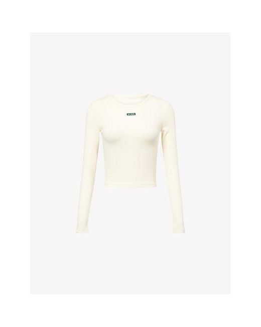 Ru & Rocka White Logo-Patch Ribbed Cotton Top