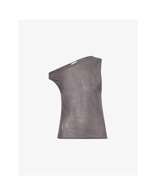 St. Agni Gray One-Shoulder Asymmetric Jersey Top