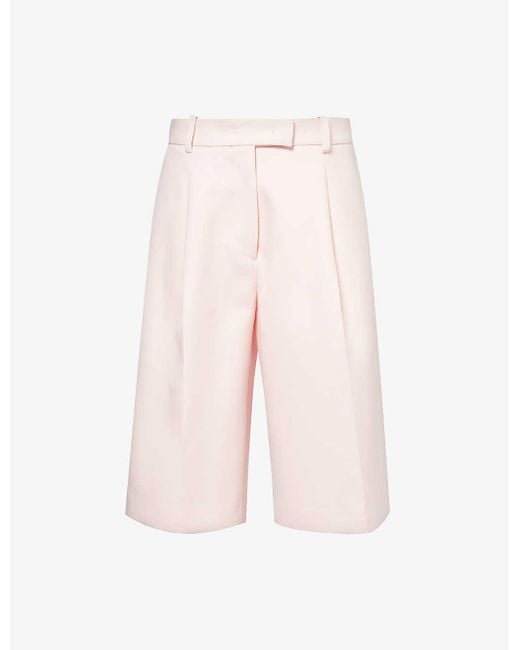 Jil Sander Pink Relaxed-fit High-rise Wool-blend Shorts