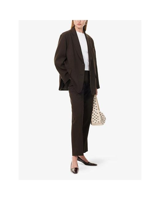 Frankie Shop Brown Bea Single-Breasted Stretch-Woven Blazer