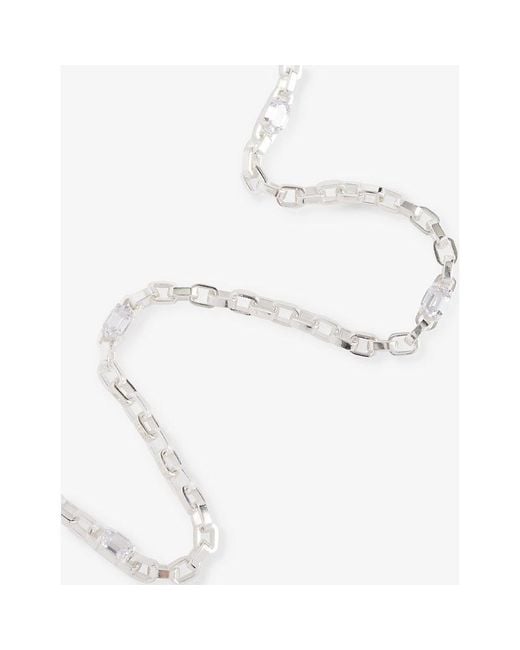 Hatton Labs White Chunky-chain 925 Sterling- And Cubic Zirconia Necklace for men