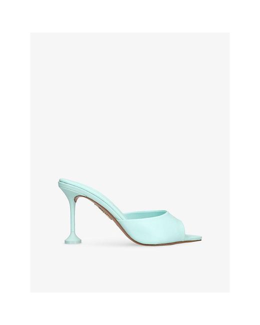 Aquazzura Blue Bisous 85 Leather Mules
