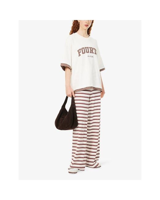 4th & Reckless White Mil Brand-Print Cotton T-Shirt