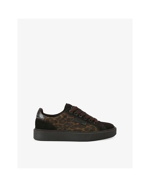 Kurt Geiger Black Albion Leopard Suede Trainers for men
