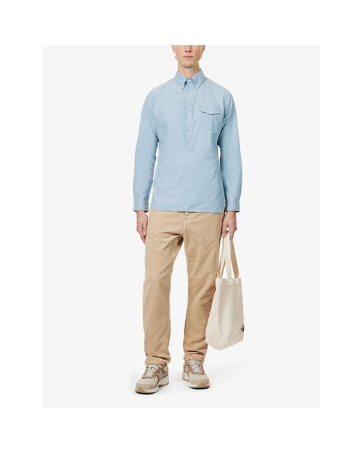 Polo Ralph Lauren Blue Logo-embroidered Regular-fit Cotton-poplin Shirt X for men