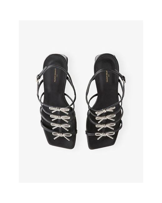 Claudie Pierlot White Jewelled Leather Heeled Sandals