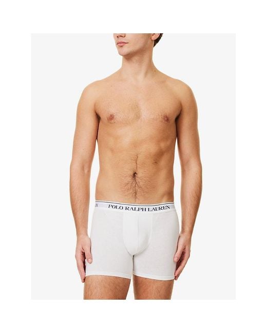Polo Ralph Lauren Blue Branded-Waistband Pack Of Three Stretch-Cotton Briefs for men