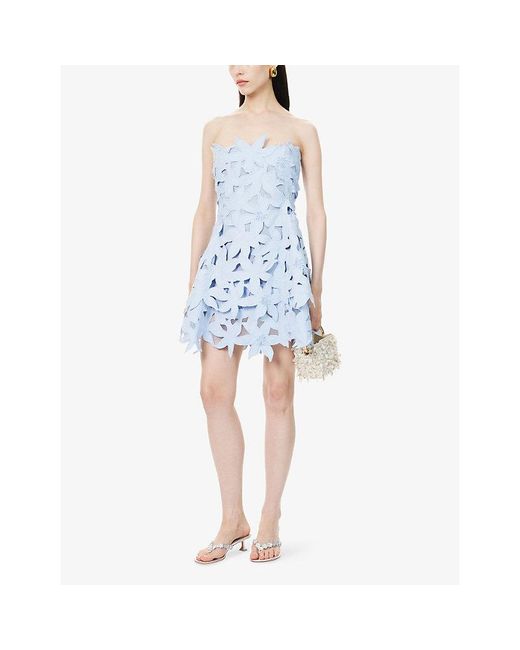 Jonathan Simkhai Blue Miri Floral Cut-Out Woven Mini Dress
