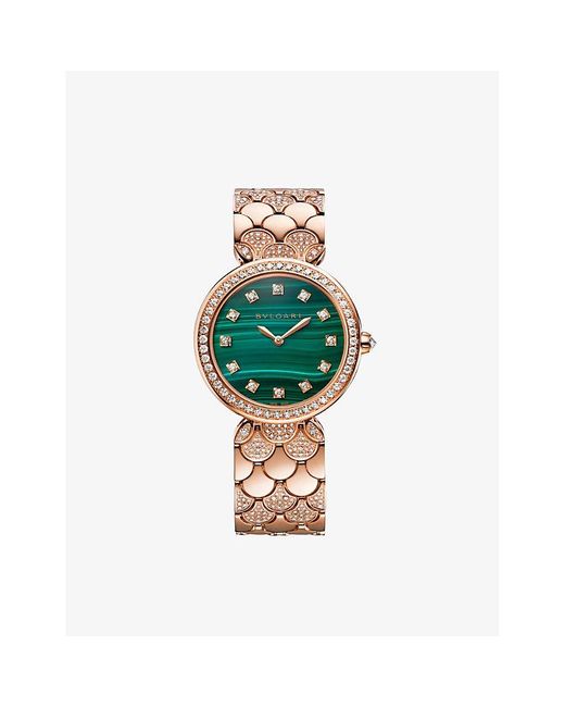BVLGARI Green Dvp33malpgd12 Divina 18ct Rose-gold And 2.69ct Diamond Quartz Watch