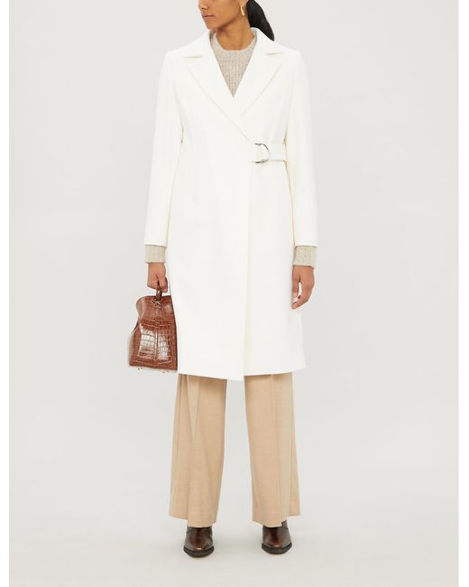 Ted Baker Dezpina Wool-blend Coat in White | Lyst