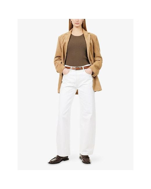 FRAME White The Bow Barrel-Leg Denim Jeans