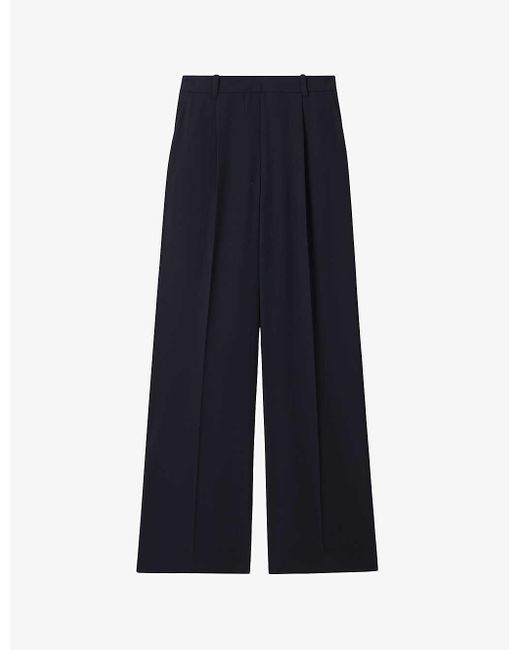 Reiss Blue Vy Eden Wide-leg Mid-rise Woven Trousers
