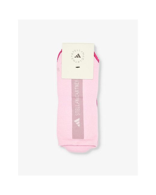 Adidas By Stella McCartney Pink Branded Pack Of Two Stretch-recycled Nylon Sock