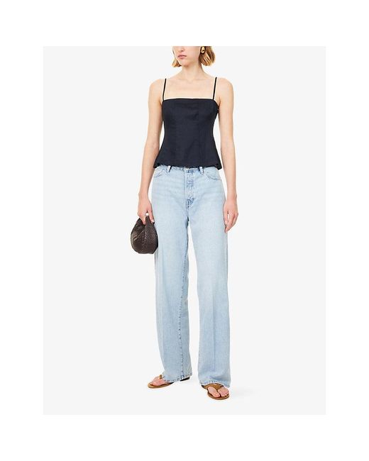 GOOD AMERICAN Blue Weightless Wide-Leg Strech-Denim Jeans