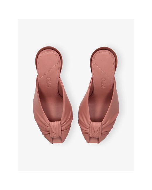 Chloé Pink Suzie Leather Heeled Mules