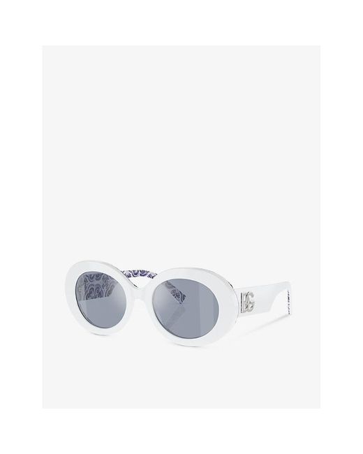 Dolce & Gabbana White Dg4448 Oval-frame Acetate Sunglasses