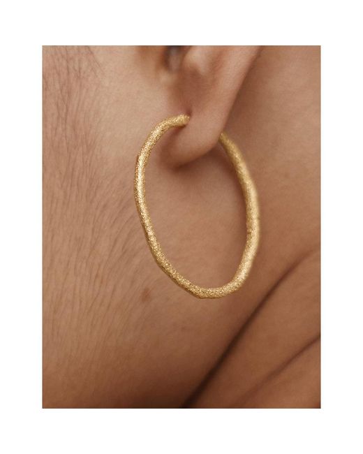 Monica Vinader Metallic Antica Textured Large 18Ct Vermeil Hoop Earrings