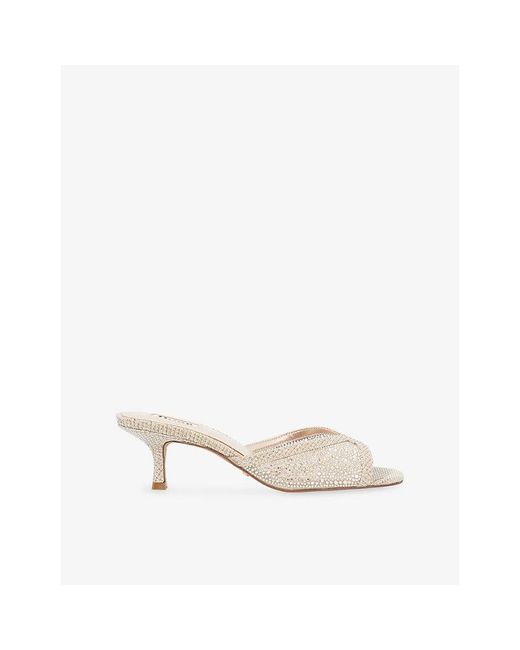 Dune White Milo Woven Heeled Mules