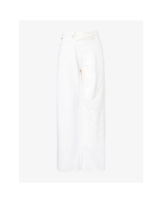 FRAME White The Crossover Wide-Leg Denim Jeans
