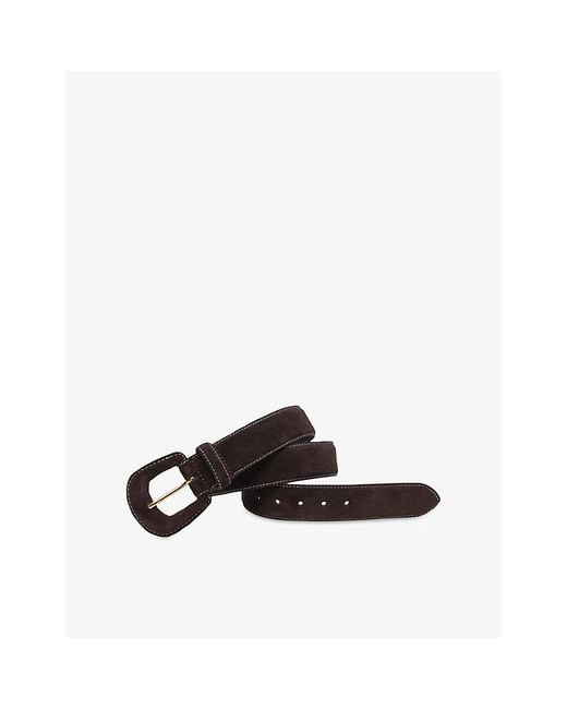 Maje Brown Contrast-Stitch Suede Belt