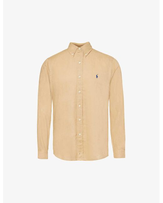 Polo Ralph Lauren Natural Logo-embroidered Custom-fit Linen Shirt X for men