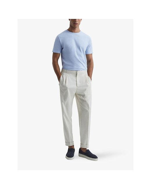 Reiss Blue Bless Crewneck Cotton-Jersey T-Shirt for men