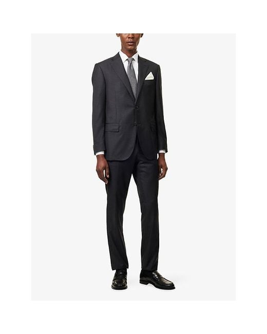 Corneliani Black Single-Breasted Notch-Lapel Wool Suit for men
