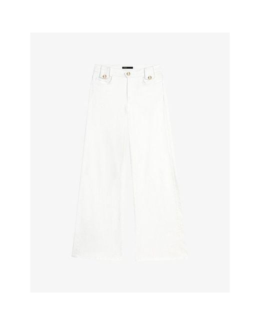 Maje White Flared Mid-Rise Denim Jeans