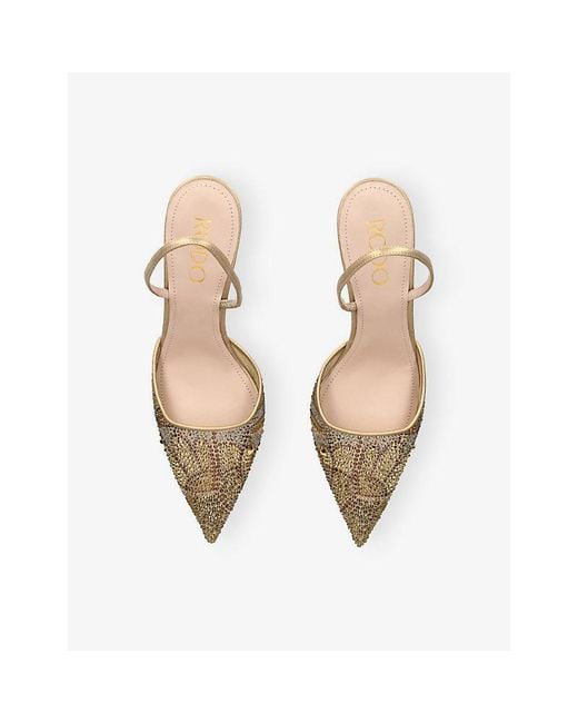Rodo Metallic Assia 75 Crystal-Embellished Heeled Slingbacks