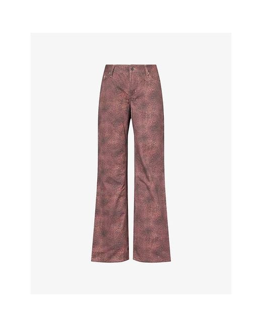 Peachy Den Red Cicely Straight-Leg Cotton Trousers