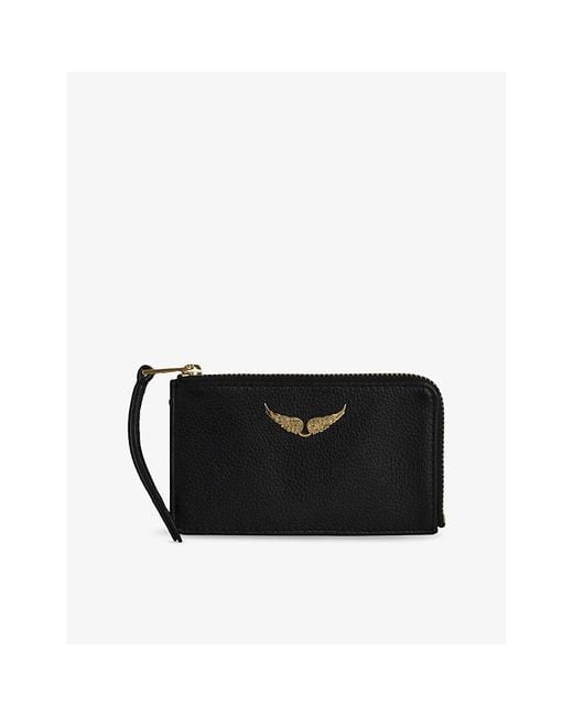 Zadig & Voltaire Black Zv Logo-Plaque Leather Cardholder