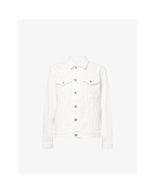 Eleventy White Regular-Fit Spread-Collar Stretch-Denim Jacket for men